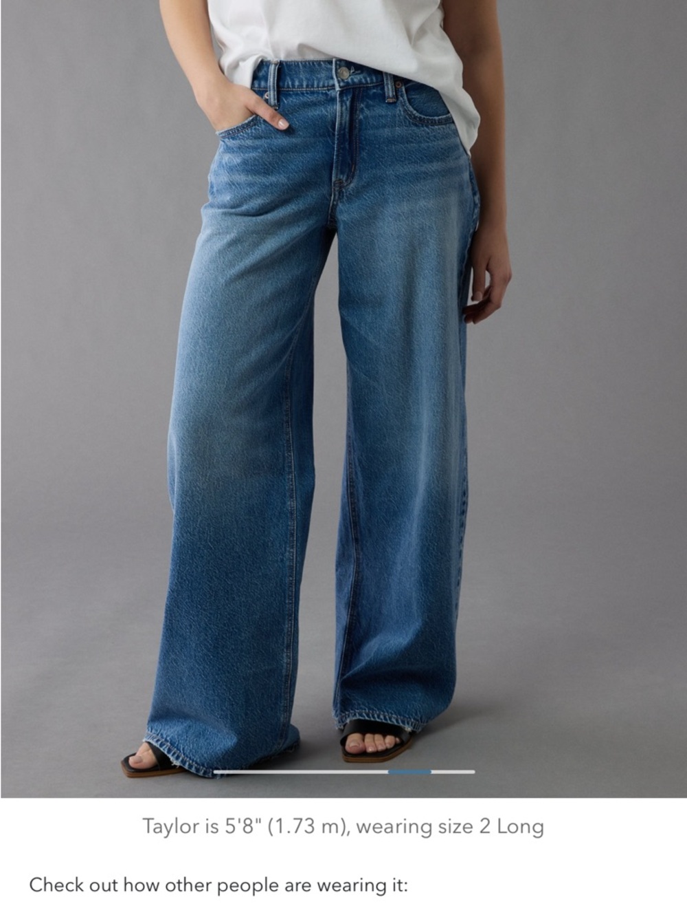 American Eagle Outfitters Wide-Leg Jeans in Medium Blue Wash
